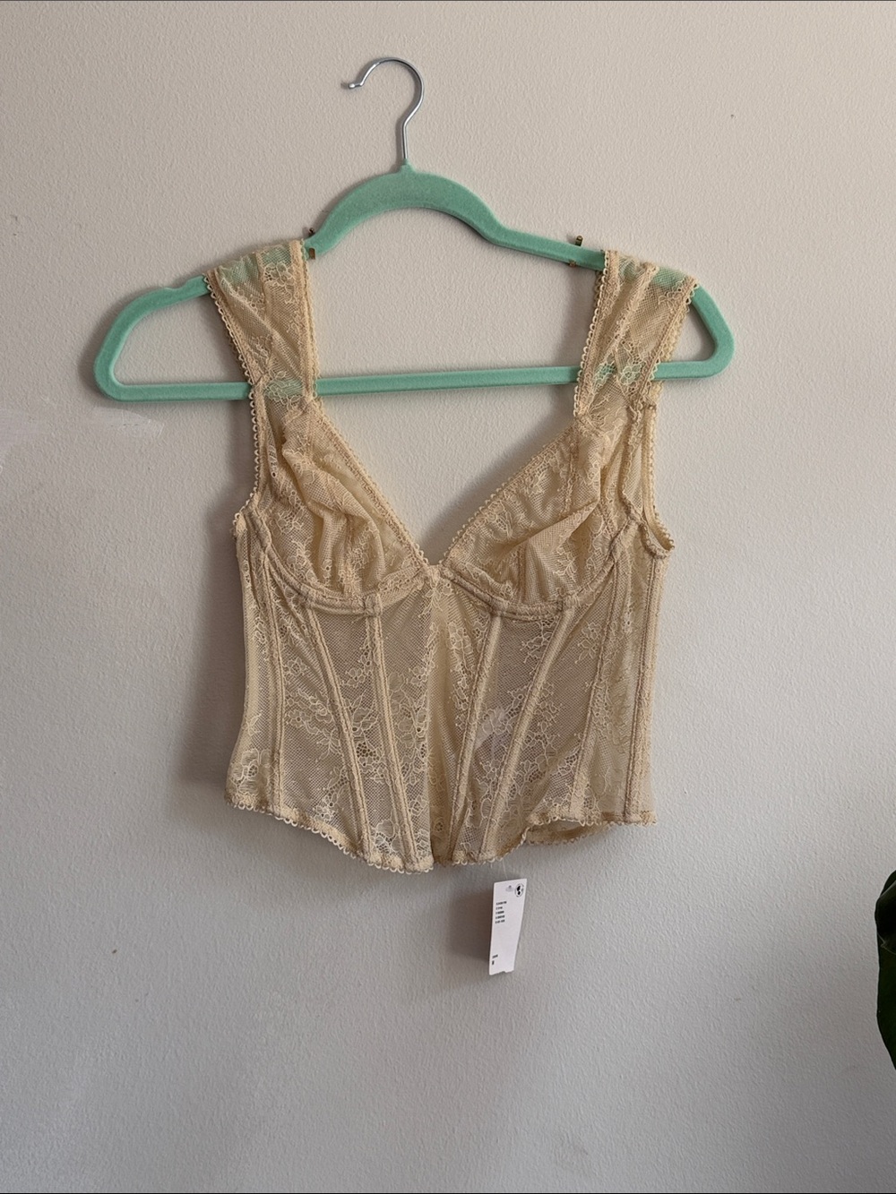 Urban Outfitters Cream Lace Bustier Top